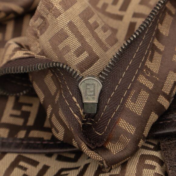 Fendi Zucchino FF Monogram Canvas Roll Open Top Tote Bag Brown VTG - Picture 13 of 14